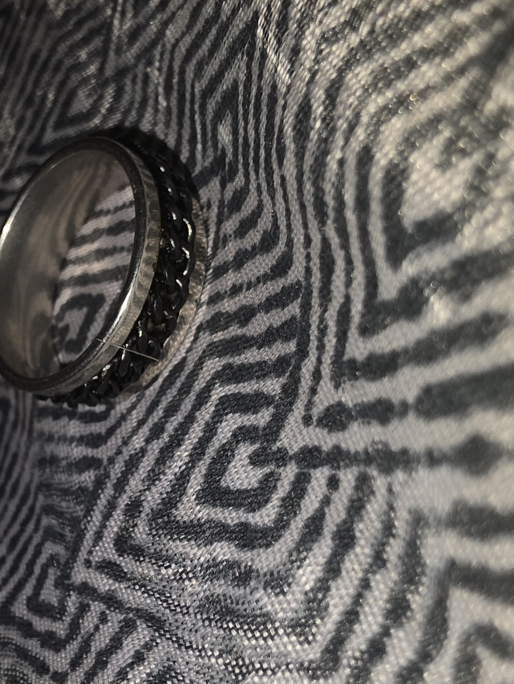 Black Men's Chain Accent Stainless Steel Ring